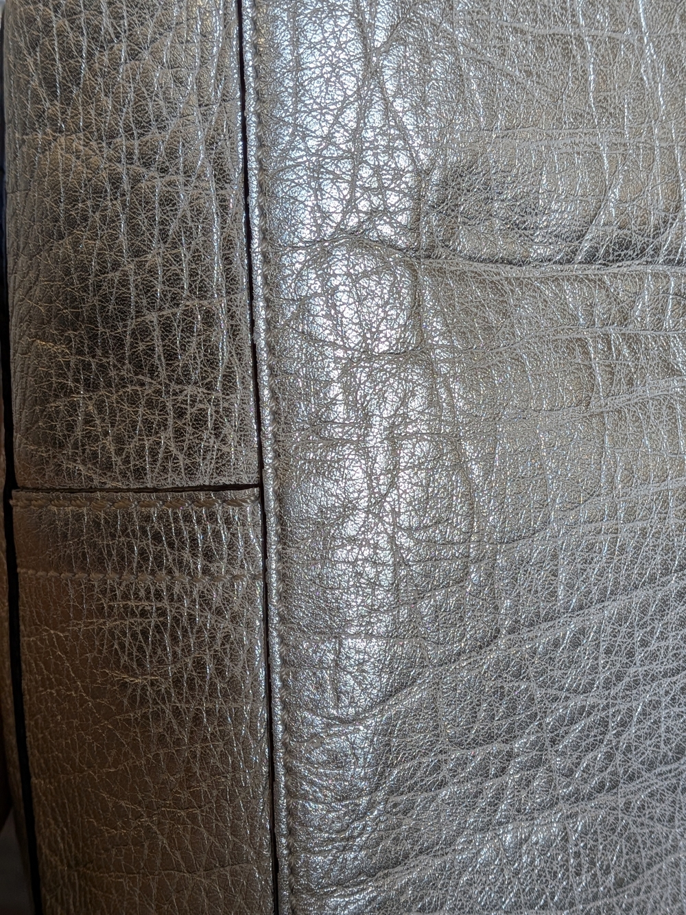 Coach Bleecker Vintage Large Platinum Metallic Leather Tote Bag #14384 - Picture 7 of 13
